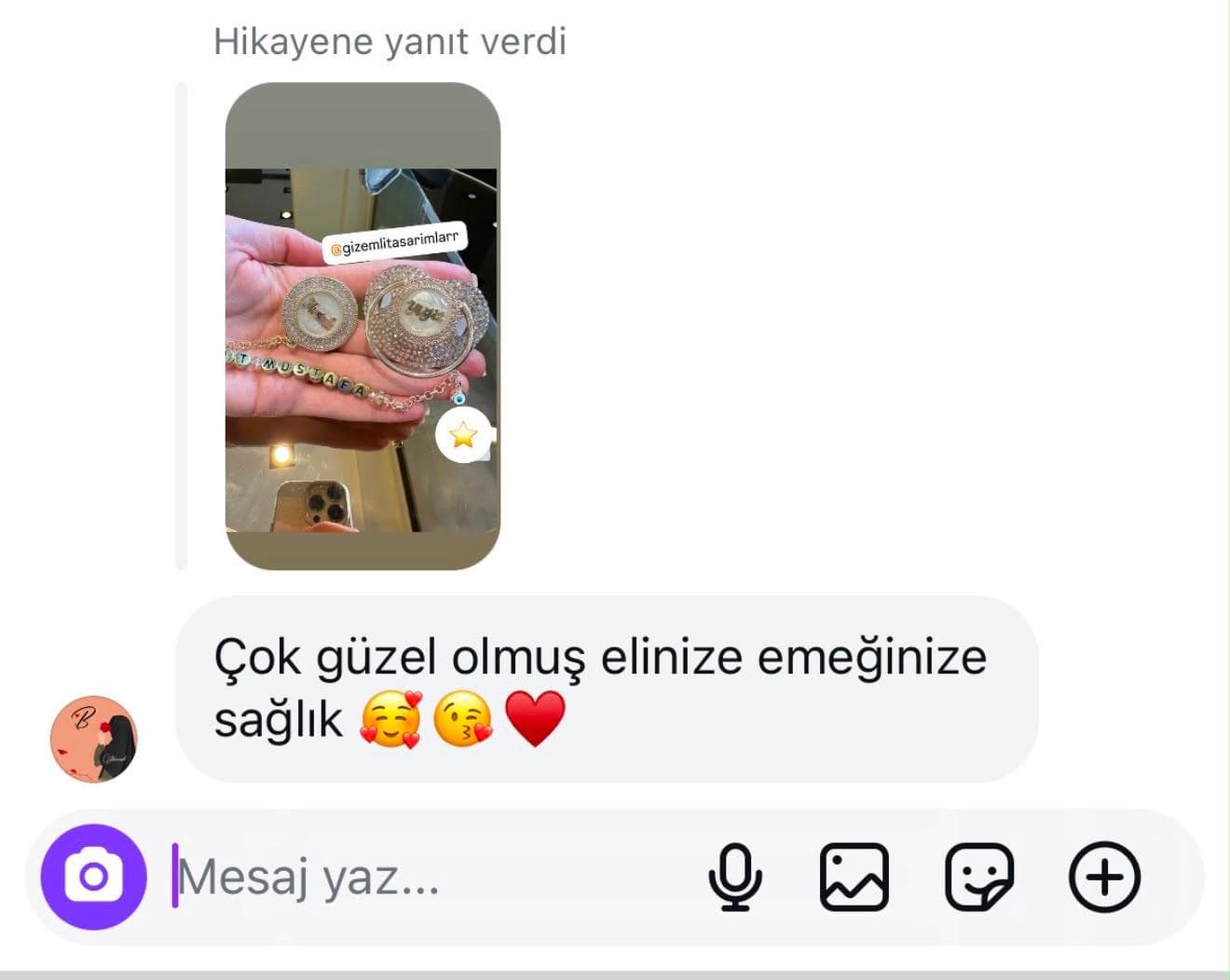 Müşteriden gelen mesajın ekran görüntüsü
