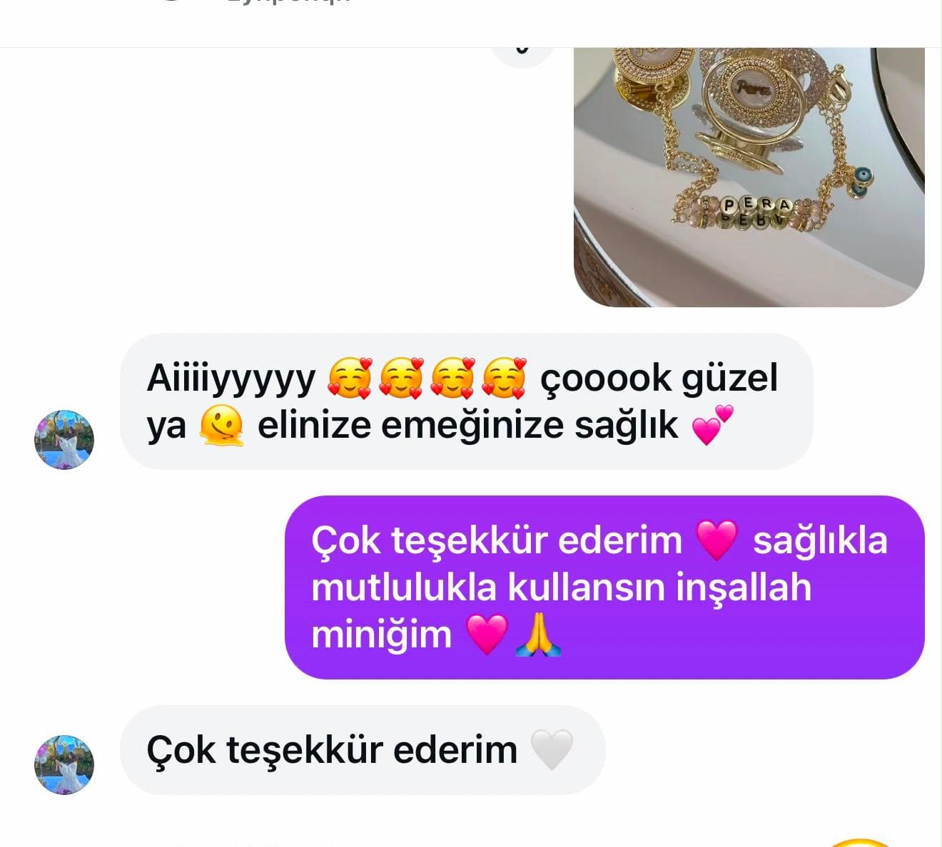 Müşteriden gelen mesajın ekran görüntüsü