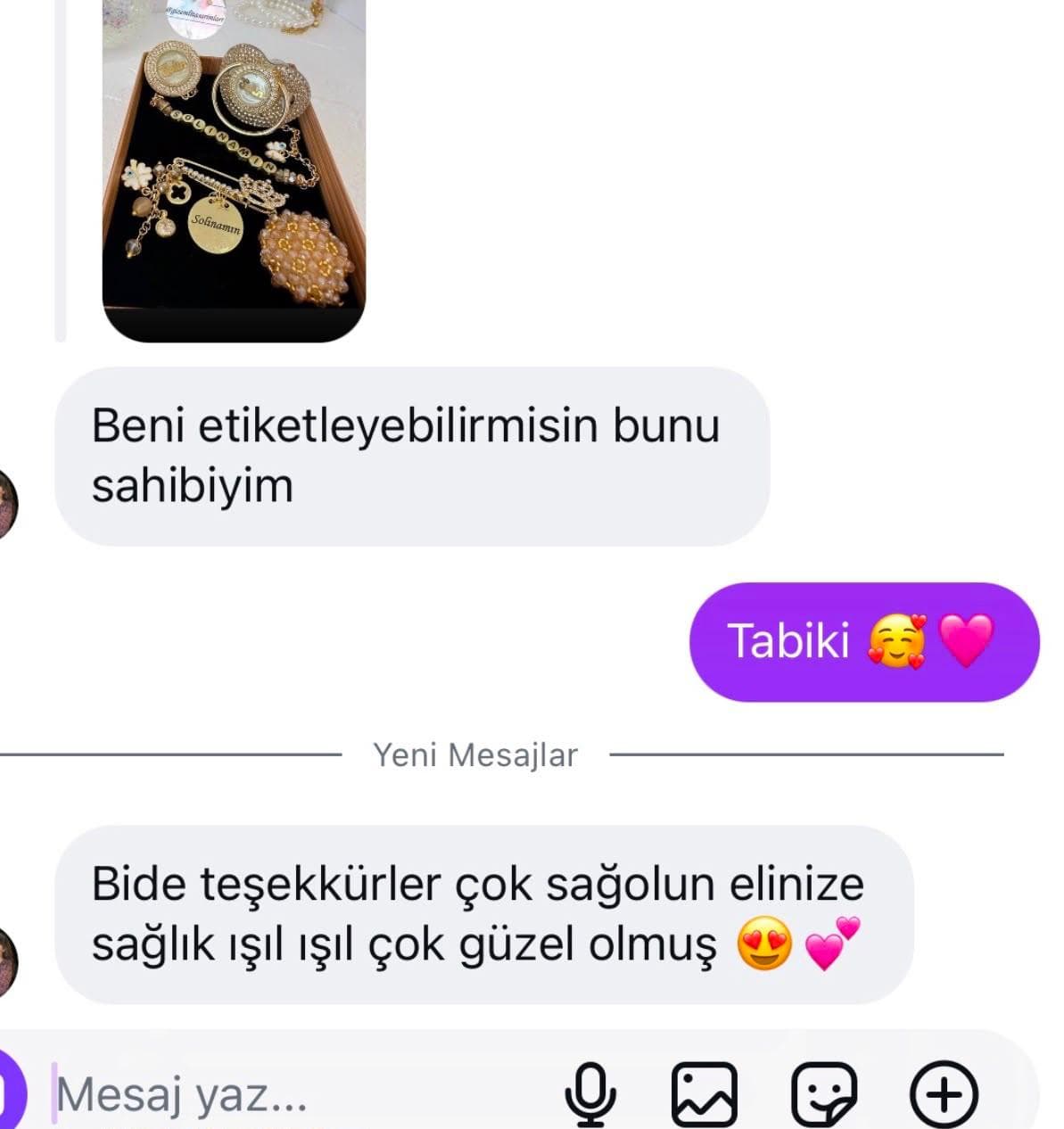Müşteriden gelen mesajın ekran görüntüsü