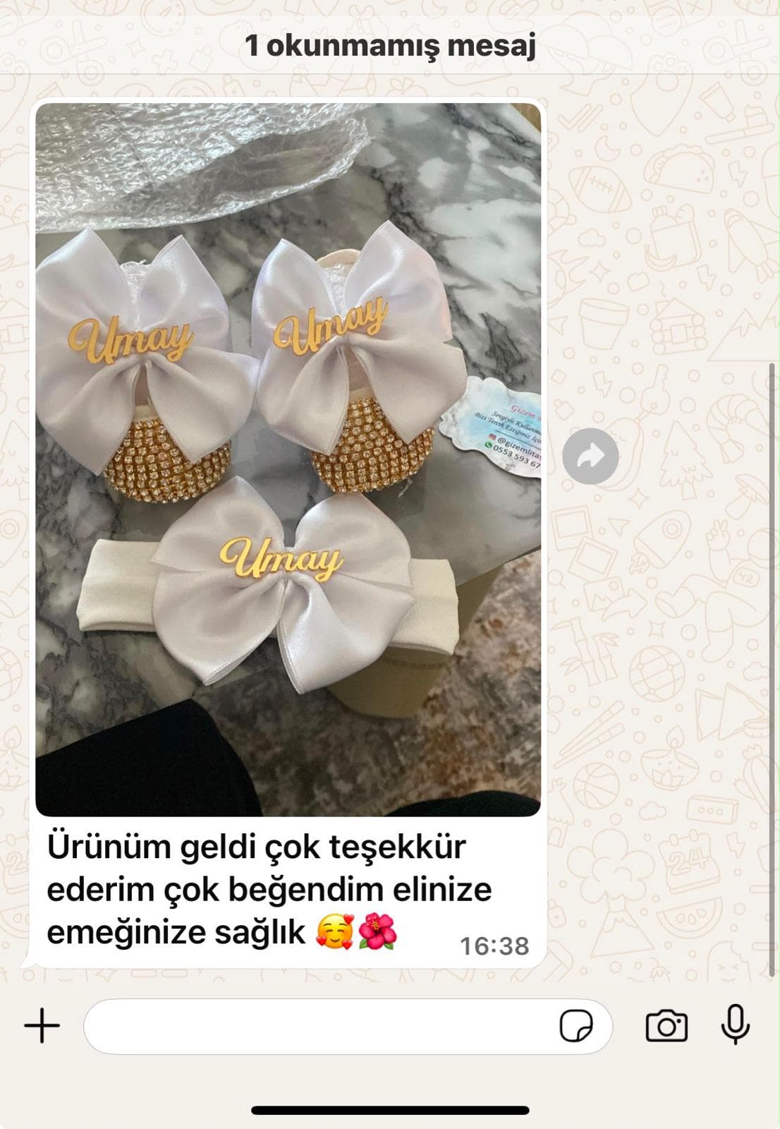 Müşteriden gelen mesajın ekran görüntüsü